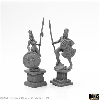 Amazon and Spartan Living Statues - Stone (2) (Bones Black)