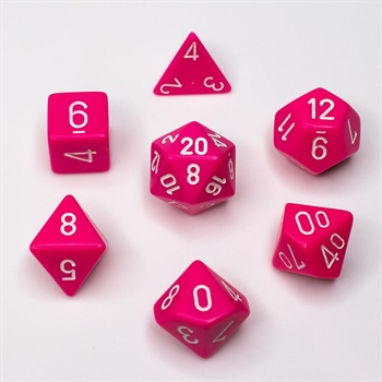 Opaque Pink/White Poly 7 Die Set