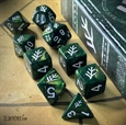 Lovecraft Elder Sign Dice: Aegis White on Eldritch Green (9) Incl. Spellbook Box