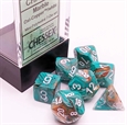 Mini Dice Marble: Oxi-Copper/White 7-Die Set
