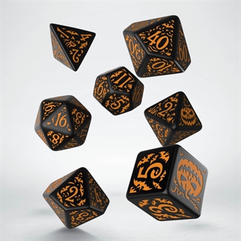 Halloween Pumpkin Black & orange Dice Set (7)