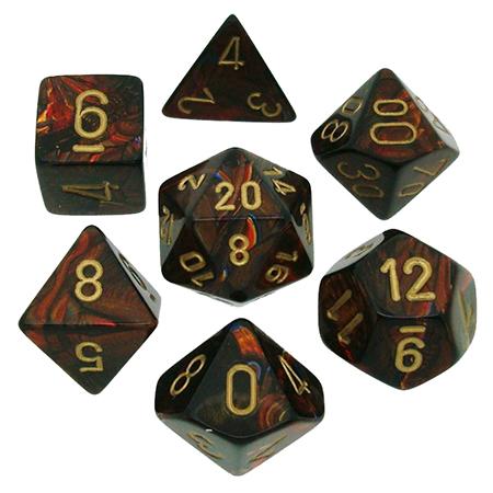 Chessex Free Shipping! 36D6 Scarab Blue/Blood/Gold Dot Dice