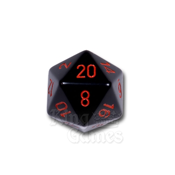 Large D20 - Opaque Black/Red