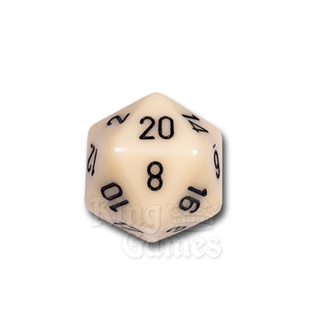 Large D20 - Opaque Ivory/Black 